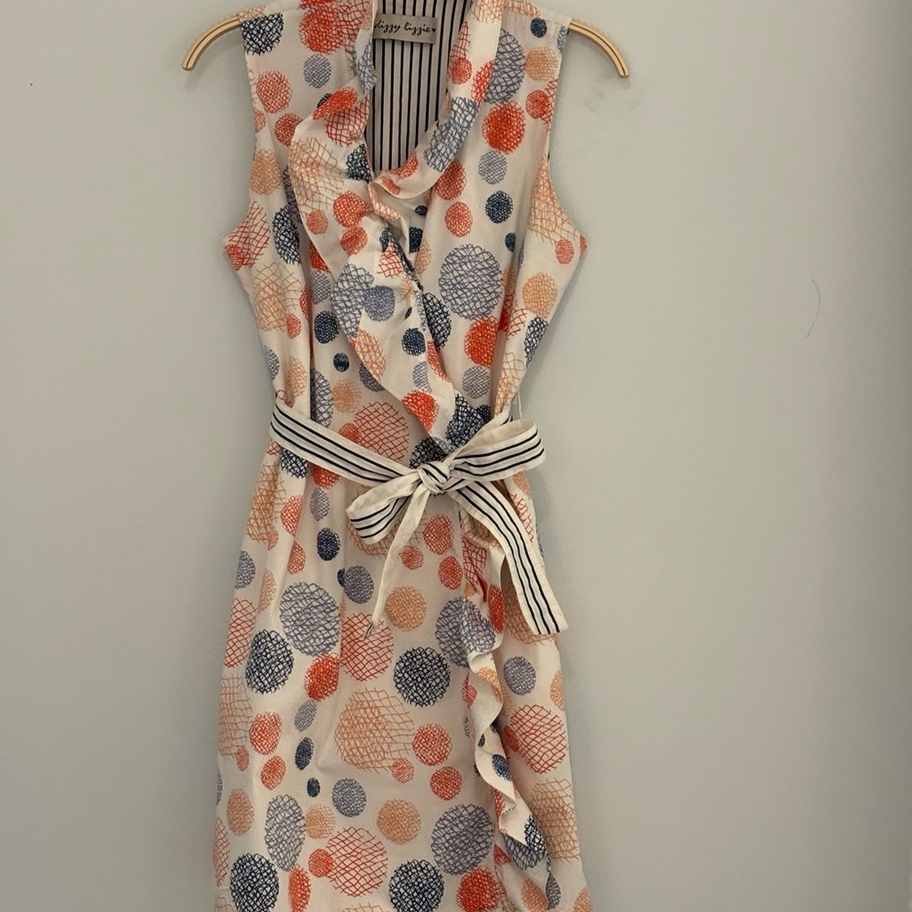 Sleeveless Polka Dot Mini Wrap Dress
